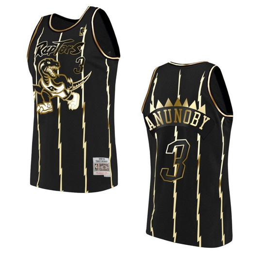 Toronto Raptors 3 Og Anunoby Golden Edition Black 3D Jersey
