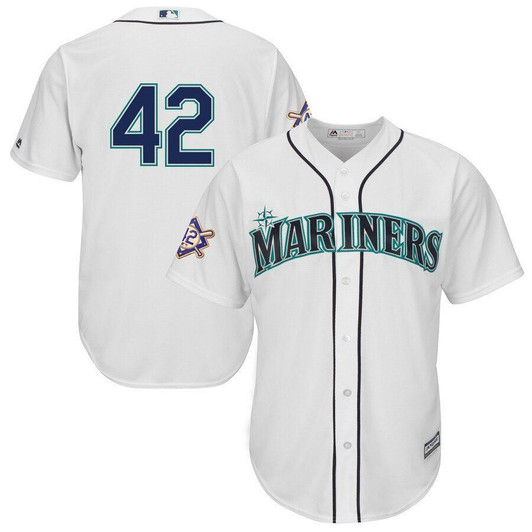 Seattle Mariners Majestic 2019 Jackie Robinson Day Official Cool Base Jersey White 2019