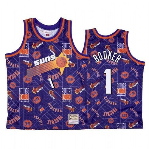 Mens Phoenix Suns #1 Devin Booker Tanktop Jersey Purple Tear Up Pack