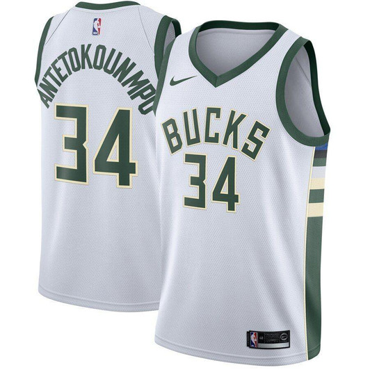 Giannis Antetokounmpo Milwaukee Bucks Jersey White Association Edition 2019