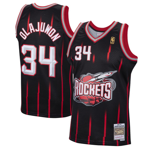 Hakeem Olajuwon Houston Rockets 1996/97 Hardwood Classics Reload Black Jersey gift for Houston Rockets fans