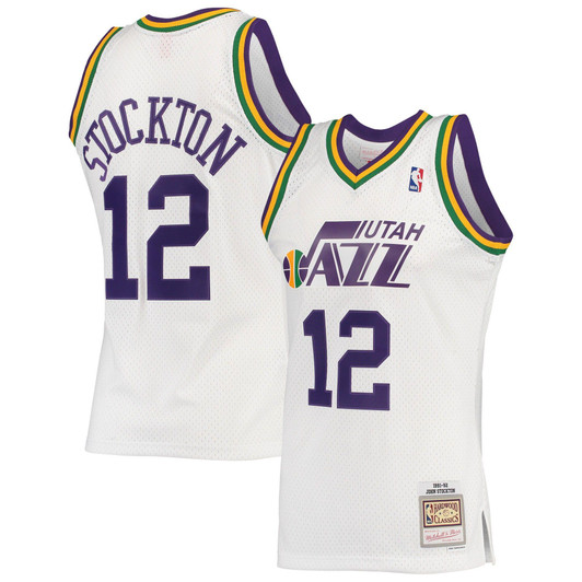 John Stockton Utah Jazz 1991/92 Hardwood Classics White Jersey gift for Utah Jazz fans