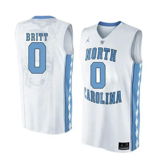 Unisex North Carolina Tar Heels White Nate Britt   Jersey