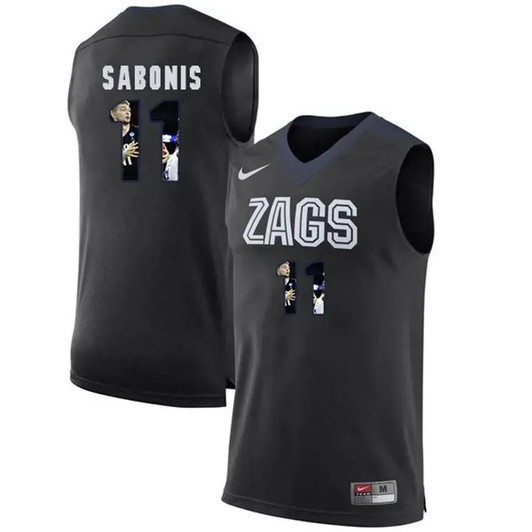 Unisex Gonzaga Bulldogs Black Domantas Sabonis   Basketball Jersey With Player Pictorial