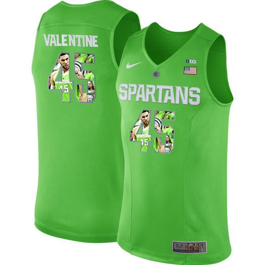 Unisex Michigan State Spartans Denzel Valentine Apple Green Big 12 Jersey