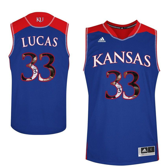 Unisex Kansas Jayhawks Royal Landen Lucas College Basketball Portrait Jersey