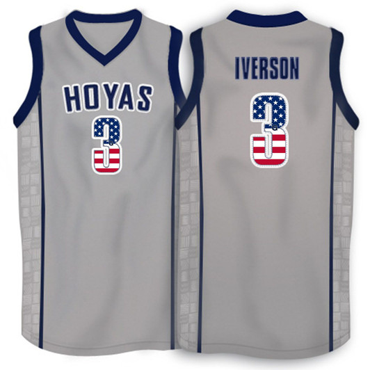 Unisex Georgetown Hoyas Grey Allen Iverson   College Basketball Jersey
