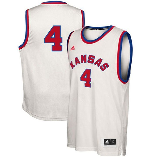 Men Kansas Jayhawks Cream   Hardwood Classics Jersey