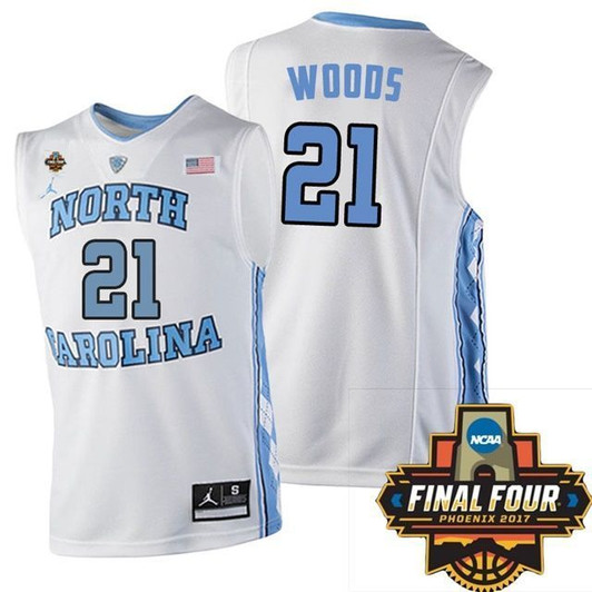 North Carolina Tar Heels White Seventh Woods   Basketball 2017 Final Four Patch 3D Jersey