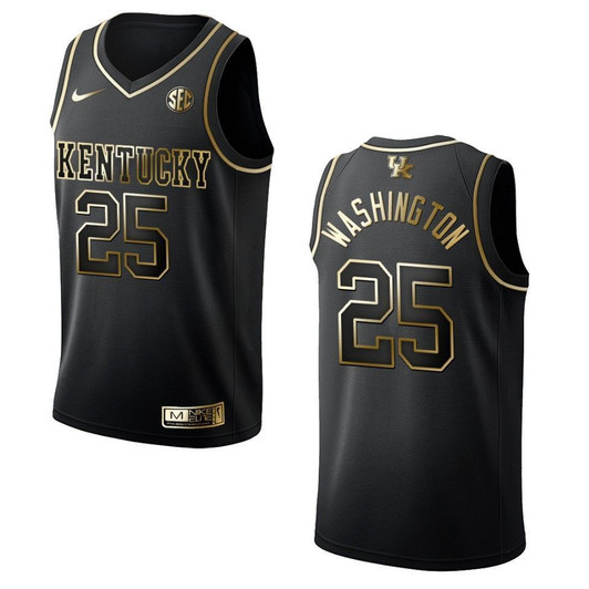 Kentucky Wildcats 25 P.J. Washington   Golden Edition Black 3D Jersey