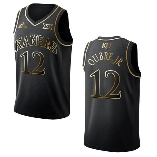 Kansas Jayhawks 12 Kelly Oubre Jr.   Golden Edition Black 3D Jersey
