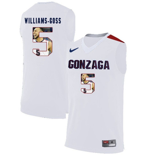 Unisex Gonzaga Bulldogs White Nigel Williams Goss   Basketball With Player Pictorial 3D Jersey