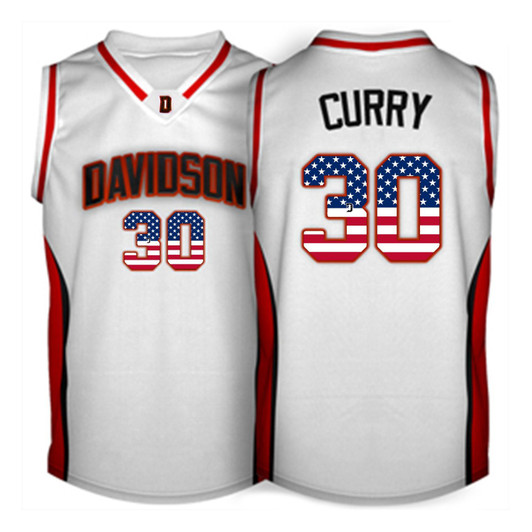 Unisex Davidson Wildcats White Stephen Curry   College Basketball 3D Jersey
