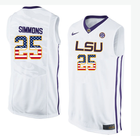 Unisex Lsu Tigers White Ben Simmons   College Basketball 3D Jersey