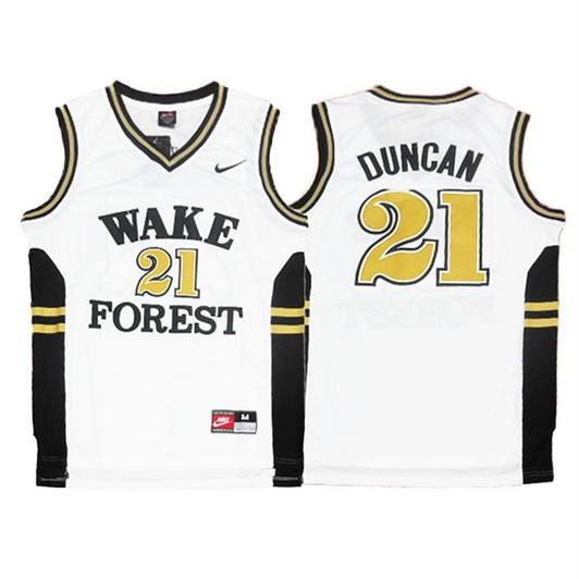 Unisex Wake Forest Demon Deacons White Tim Duncan   3D Jersey