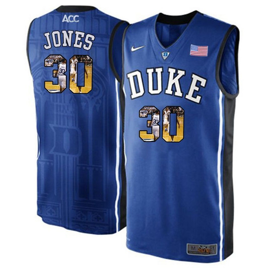 Duke Blue Devils Royal Blue Dahntay Jones   College Basketball Player Portrait 3D Jersey