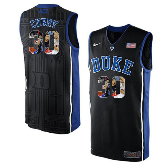 Duke Blue Devils Black Seth Curry   College Basketball Player Portrait 3D Jersey