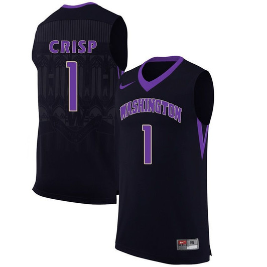 Washington Huskies Black David Crisp   Basketball 3D Jersey