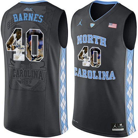 Unisex North Carolina Tar Heels Black Harrison Barnes   Basketball With Player Pictorial 3D Jersey