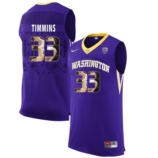 Washington Huskies Purple Sam Timmins   College Basketball Player Portrait 3D Jersey