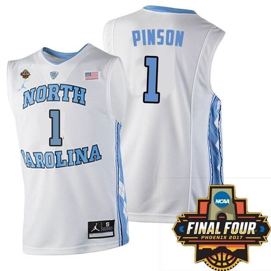 North Carolina Tar Heels White Theo Pinson   Basketball 2017 Final Four Patch 3D Jersey