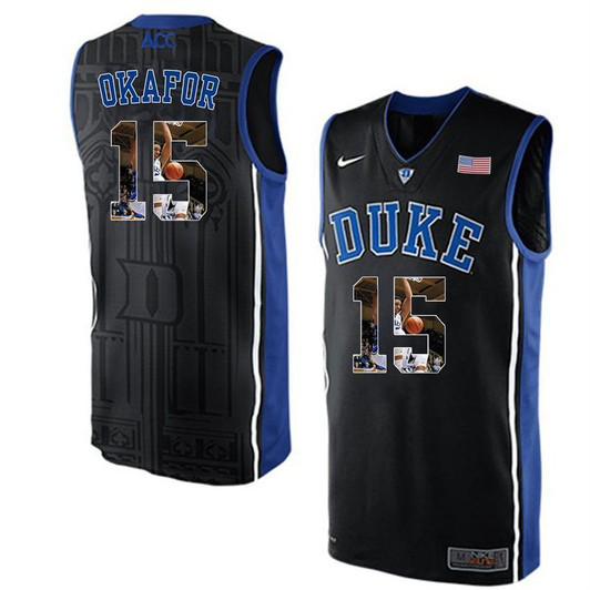 Duke Blue Devils Black Jahlil Okafor   College Basketball Player Portrait 3D Jersey