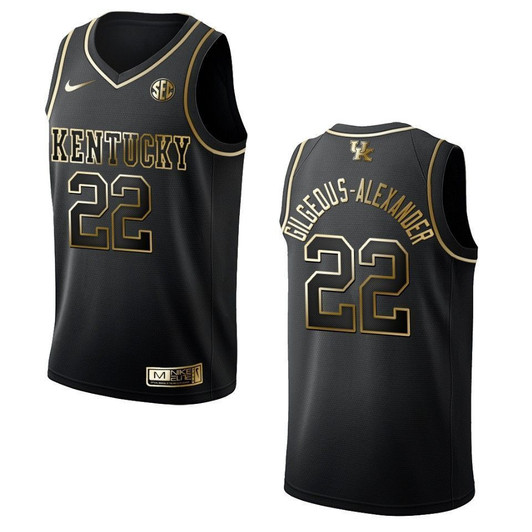Kentucky Wildcats 22 Shai Gilgeous Alexander   Golden Edition Black 3D Jersey