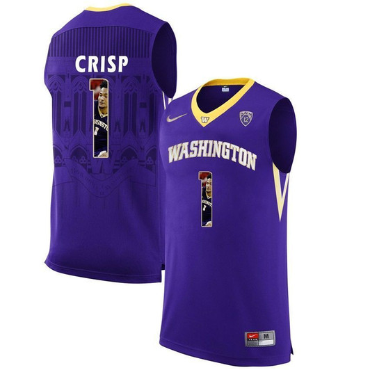 Washington Huskies Purple David Crisp   College Basketball Player Portrait 3D Jersey