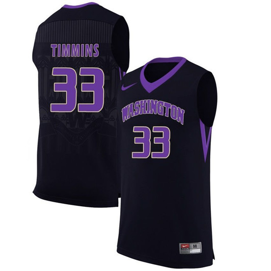 Washington Huskies Black Sam Timmins   Basketball 3D Jersey