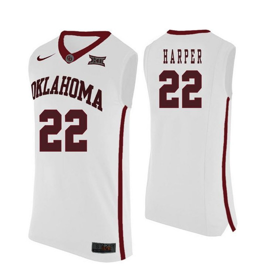 Oklahoma Sooners White Daniel Harper   Basketball 3D Jersey