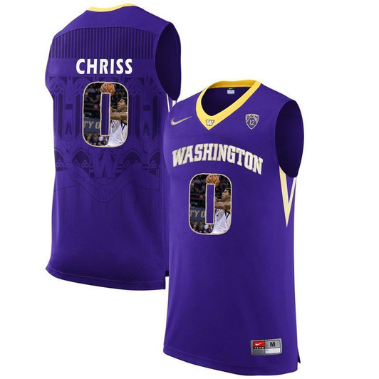 Washington Huskies Purple Marquese Chriss   College Basketball Player Portrait 3D Jersey