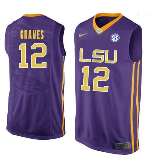Lsu Tigers Purple Marshall Graves   Basketball 3D Jersey
