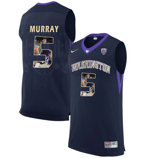 Washington Huskies Black Dejounte Murray   College Basketball Player Portrait 3D Jersey