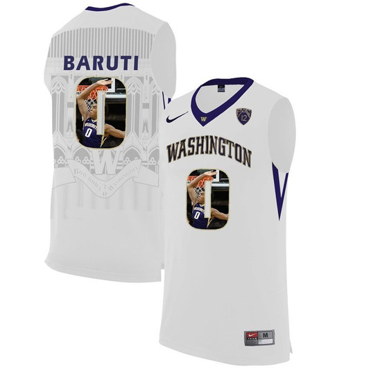 Washington Huskies White Bitumba Baruti   College Basketball Player Portrait 3D Jersey