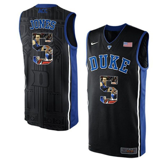 Duke Blue Devils Black Tyus Jones   College Basketball Player Portrait 3D Jersey