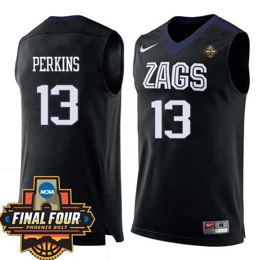 Gonzaga Bulldogs Black Josh Perkins   Basketball 2017 Final Four Patch 3D Jersey