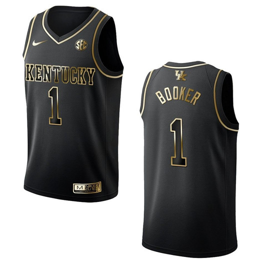 Kentucky Wildcats 1 Devin Booker   Golden Edition Black 3D Jersey