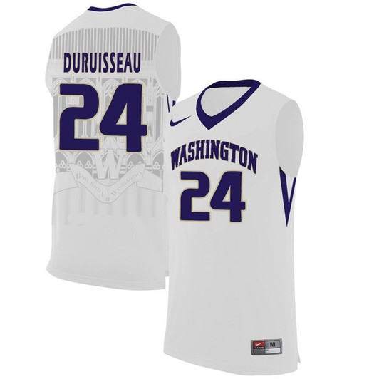 Washington Huskies White Devenir Duruisseau   Basketball 3D Jersey