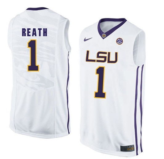 Lsu Tigers White Duop Reath   Basketball 3D Jersey