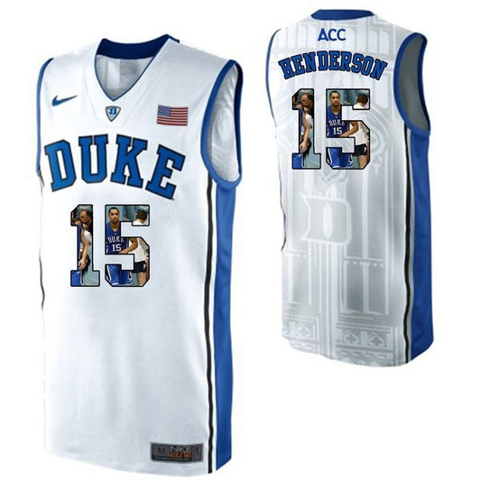 Duke Blue Devils White Gerald Henderson   College Basketball Player Portrait 3D Jersey