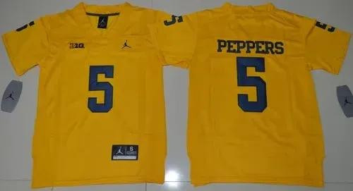 MenS Michigan Wolverines #5 Jabrill Peppers   Jersey Gold 2020 Jersey