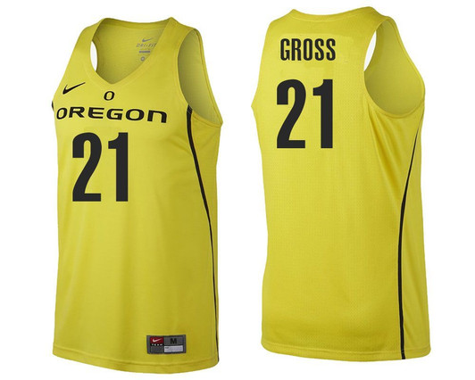 Unisex Oregon Ducks Yellow Evan Gross   College Basketball Jersey