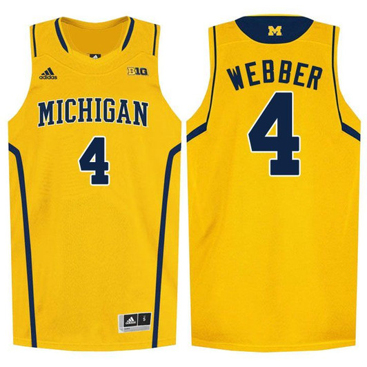 Unisex Michigan Wolverines Yellow Chris Webber College Basketball Jersey