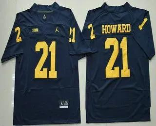 MenS Michigan Wolverines #21 Desmond Howard Navy Blue   Jersey