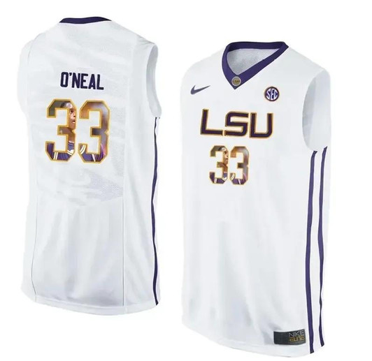 Unisex Lsu Tigers White Shaquille O'Neal College Basketball Jersey