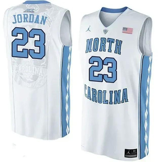 Unisex North Carolina Tar Heels White Michael Jordan College Basketball Jersey