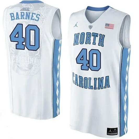 Unisex North Carolina Tar Heels White Harrison Barnes College Basketball Jersey
