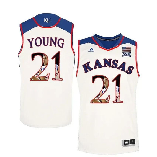 Unisex Kansas Jayhawks White Clay Young College Basketball Portrait Jersey