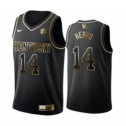 Kentucky Wildcats Tyler Herro Black Golden Edition Limited Jersey College Basketball