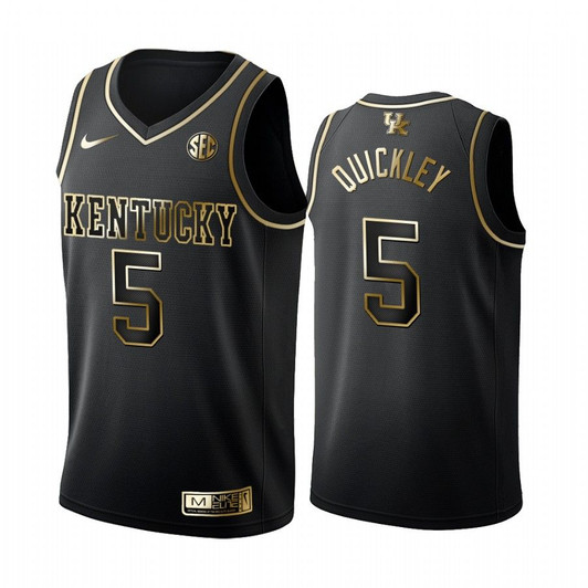 Immanuel Quickley Kentucky Wildcats Black Golden Edition Jersey College Basketball